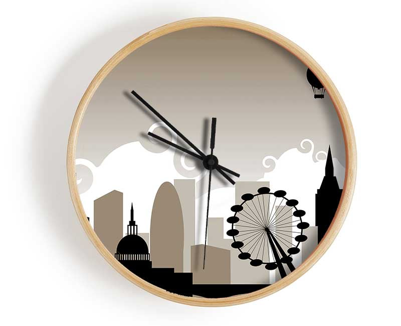 London City Outline Beige Clock - Wallart-Direct UK