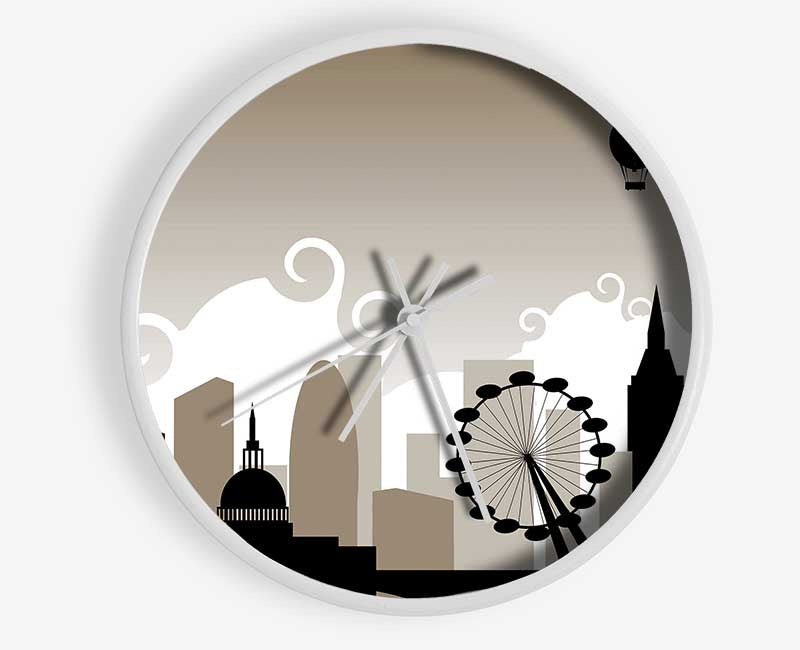 London City Outline Beige Clock - Wallart-Direct UK