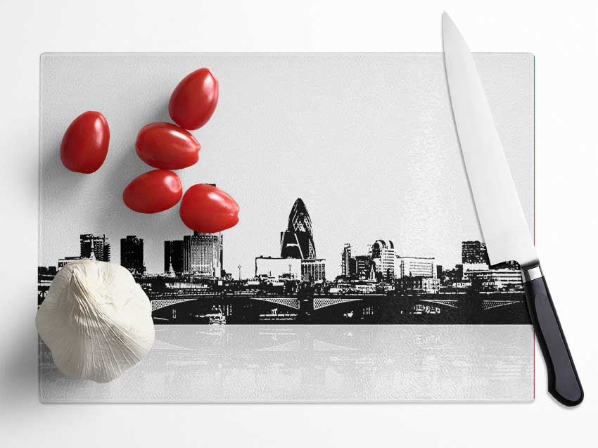 London City Waters B n W Glass Chopping Board