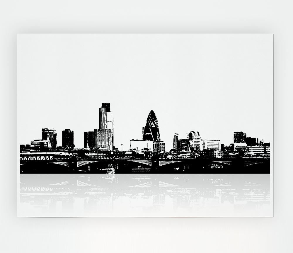 London City Waters B N W Print Poster Wall Art