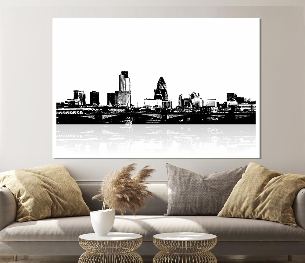 London City Waters B N W Print Poster Wall Art