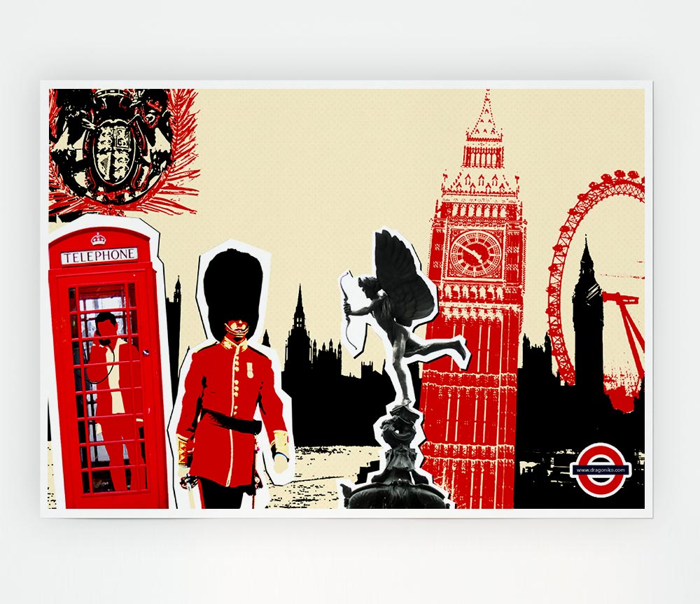 London Collage Print Poster Wall Art