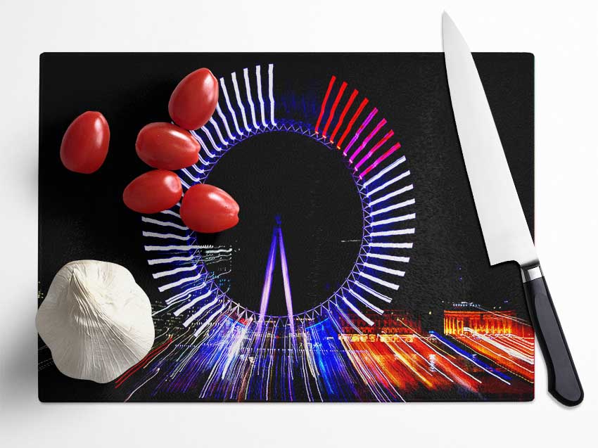 London Eye Lights Glass Chopping Board