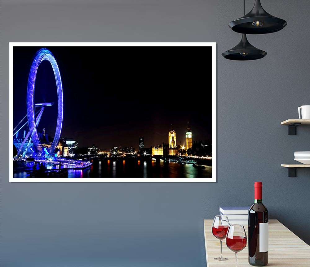 London Eye Blue Uk Print Poster Wall Art