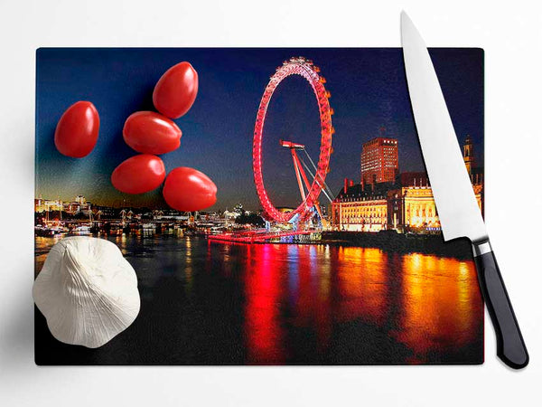 London Eye Red Reflections Glass Chopping Board