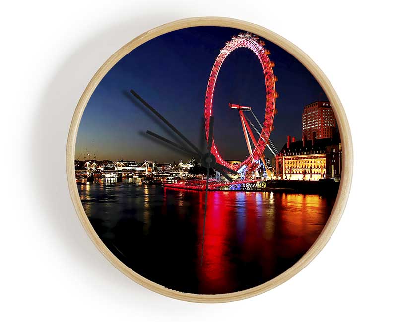 London Eye Red Reflections Clock - Wallart-Direct UK