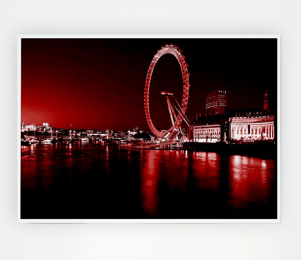 London Eye Red Print Poster Wall Art