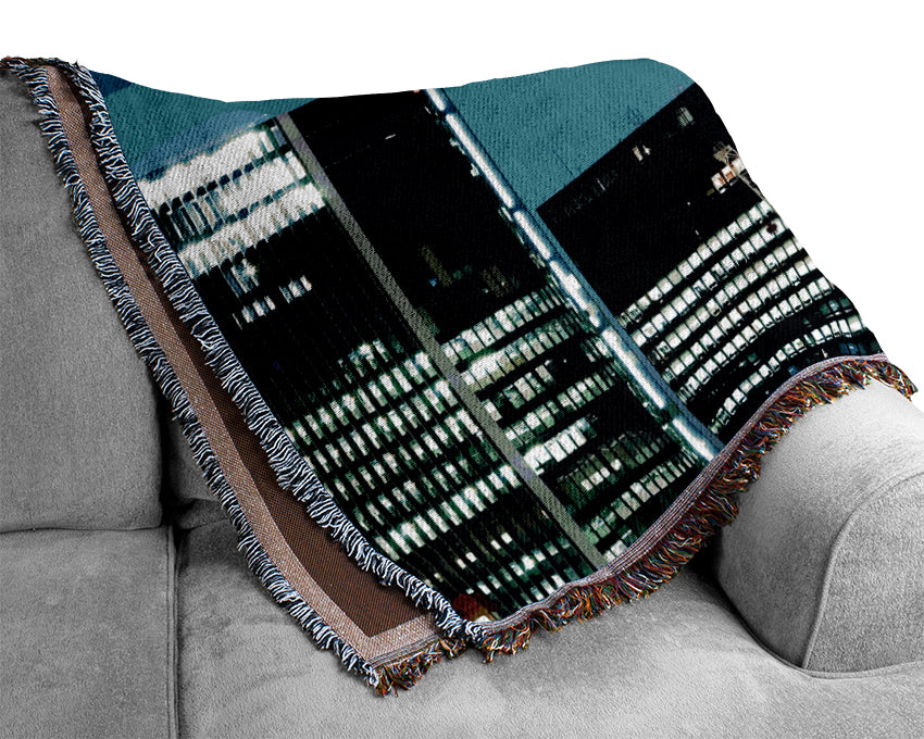 London Gherkin Night Lights Woven Blanket