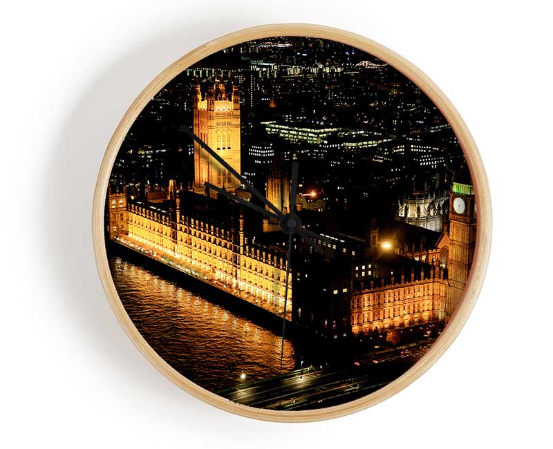 London Houses Of Parliament Ariel View Clock - Wallart-Direct UK