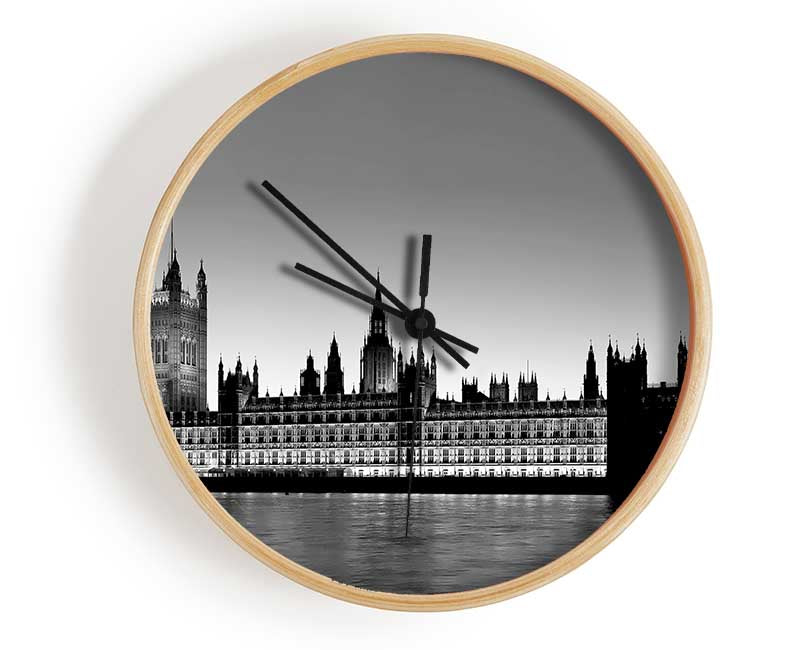 London Houses Of Parliament B n W Clock - Wallart-Direct UK