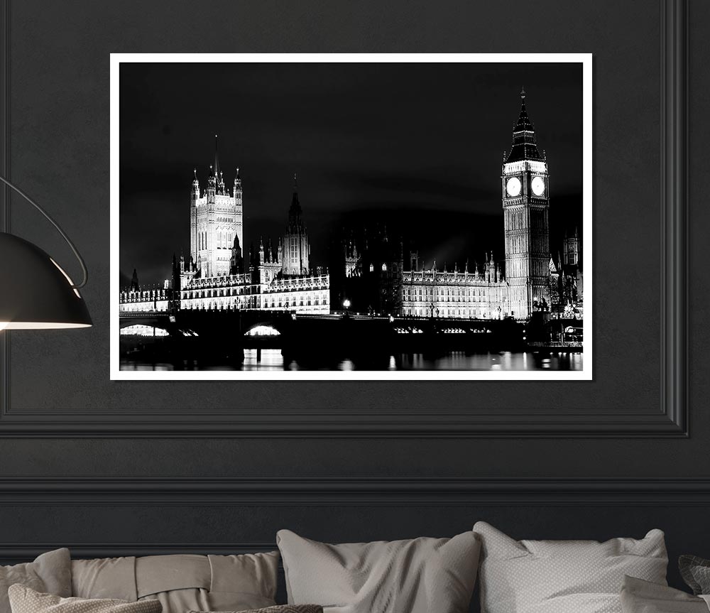 London Houses Of Parliament Dark Nights Print Poster Wall Art