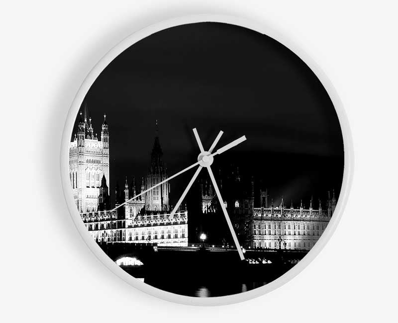 London Houses Of Parliament Dark Nights Clock - Wallart-Direct UK