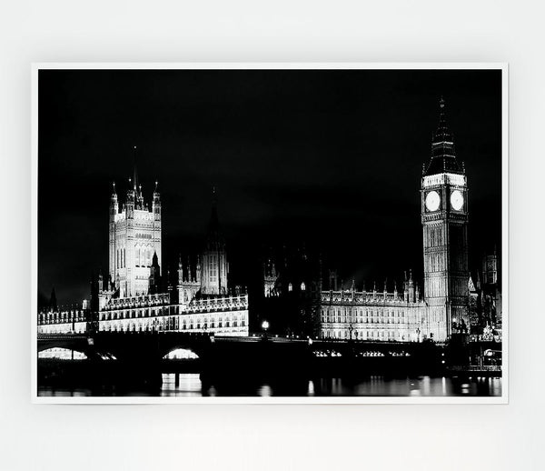 London Houses Of Parliament Dark Nights Print Poster Wall Art