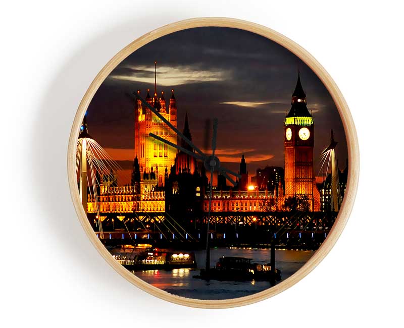 London Houses Of Parliament Lights Clock - Wallart-Direct UK