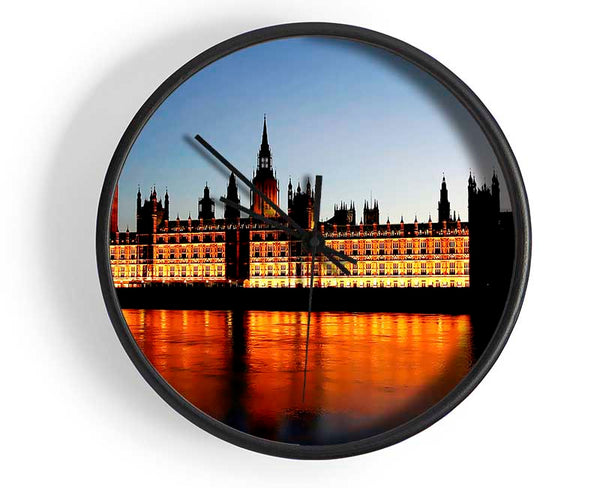 London Houses Of Parliament Reflections Clock - Wallart-Direct UK