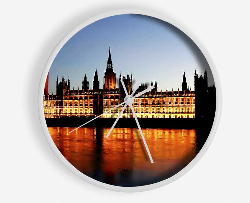 London Houses Of Parliament Reflections Clock - Wallart-Direct UK