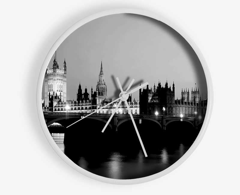 London Houses Of Parliament With Big Ben B n W Clock - Wallart-Direct UK