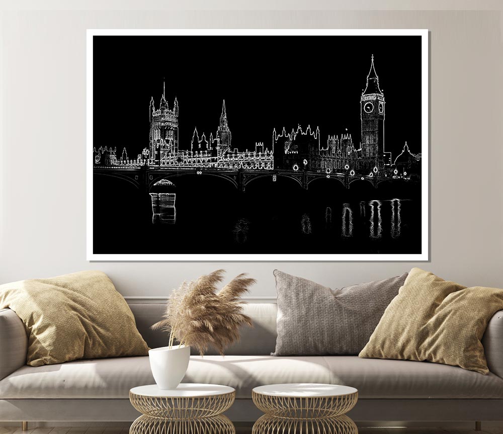 London Houses Of Parliment Print Poster Wall Art