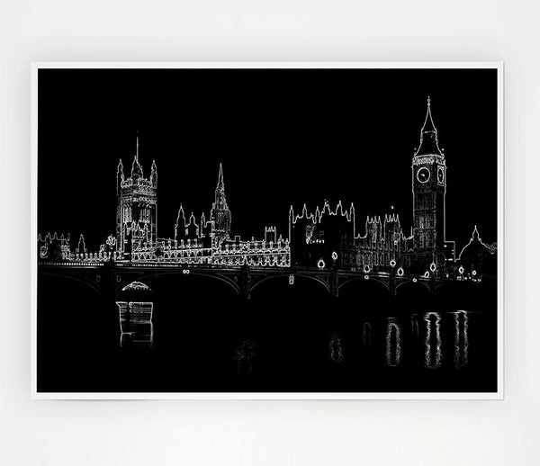 London Houses Of Parliment Print Poster Wall Art