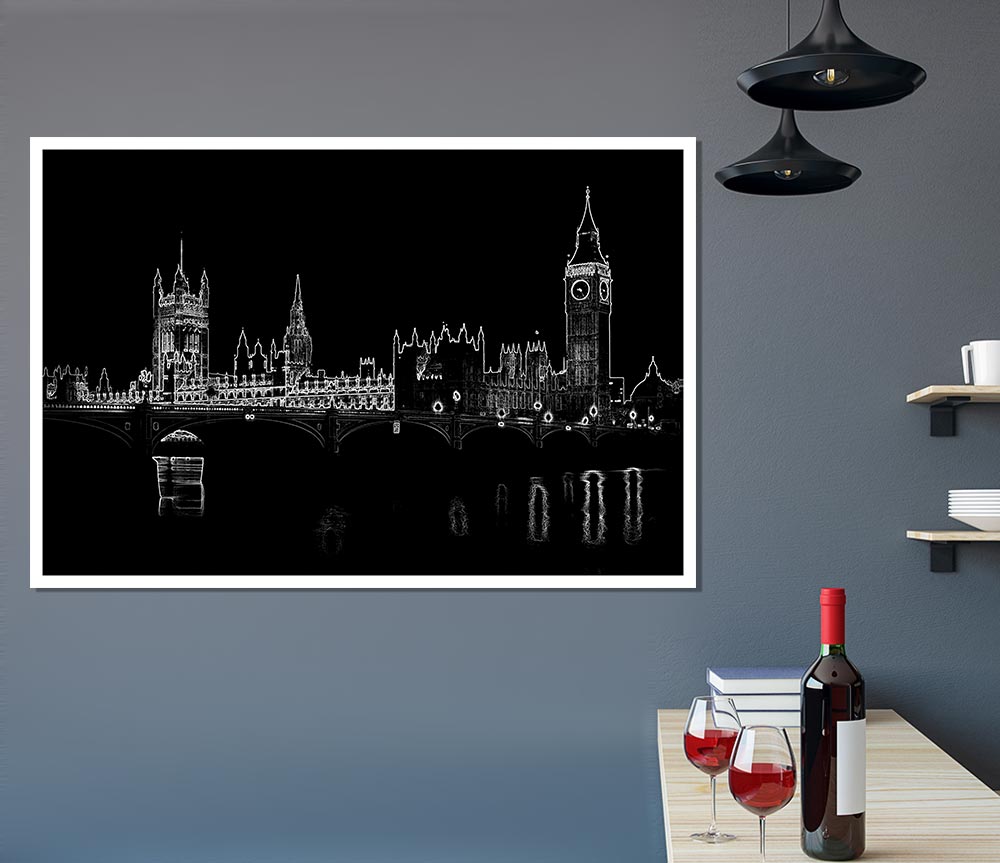 London Houses Of Parliment Print Poster Wall Art