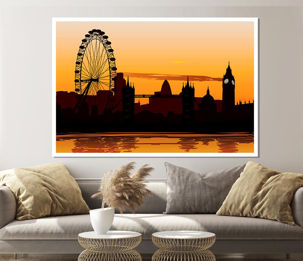 London Morning Reflection Glow Print Poster Wall Art