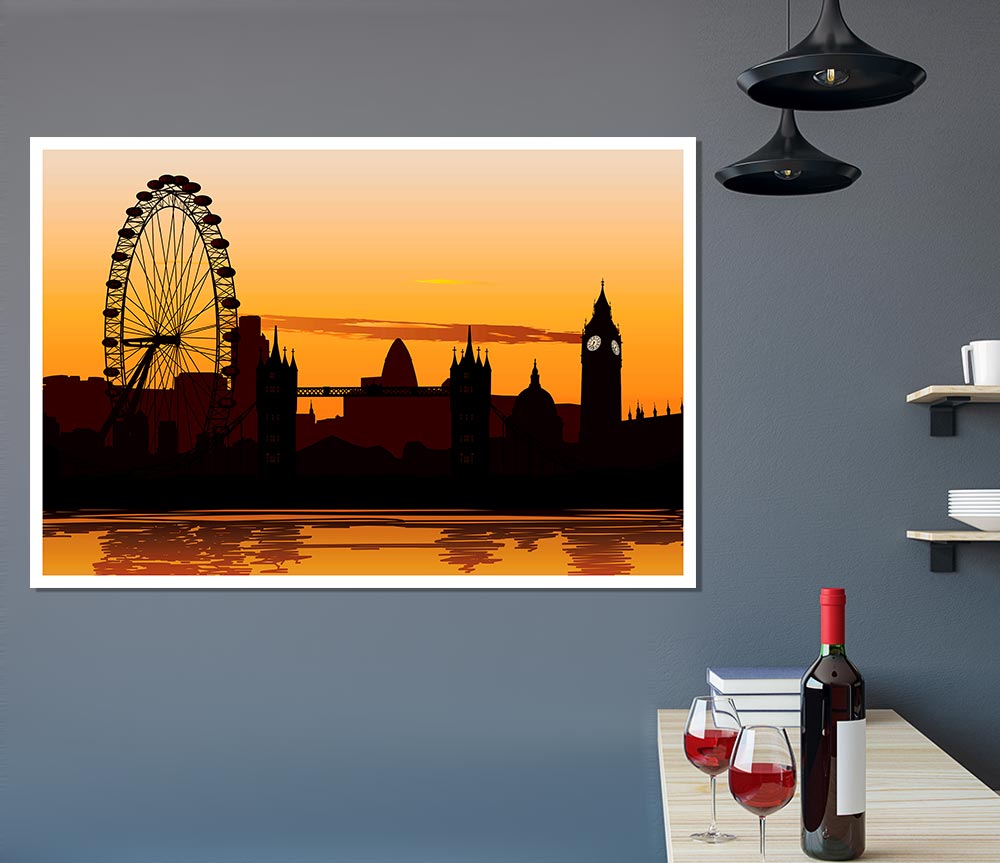 London Morning Reflection Glow Print Poster Wall Art