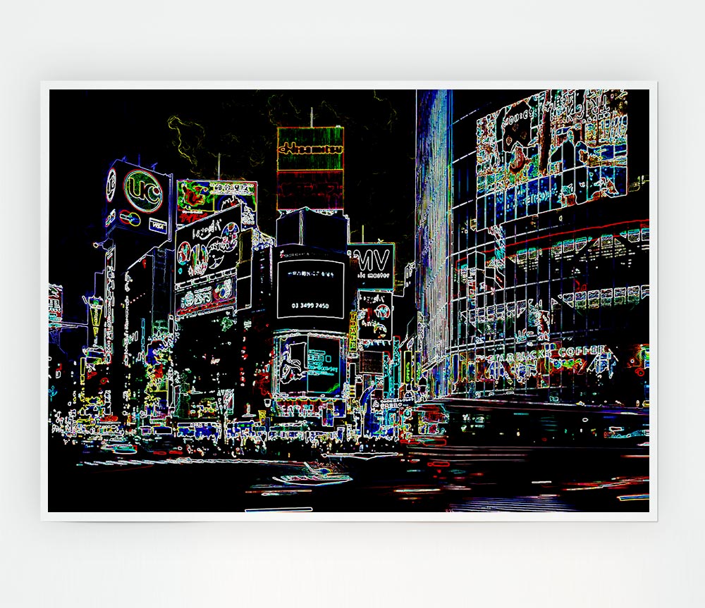 London Night Life Print Poster Wall Art