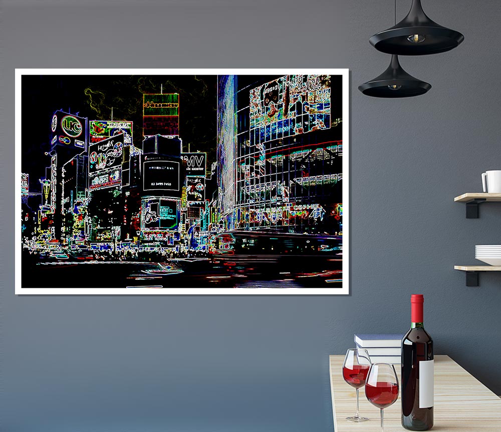 London Night Life Print Poster Wall Art