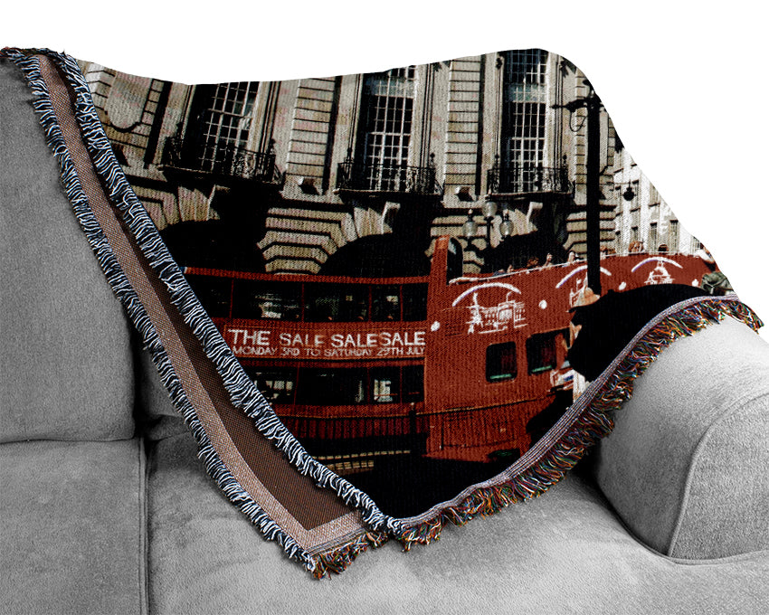 London Piccadilly Circus UK Woven Blanket