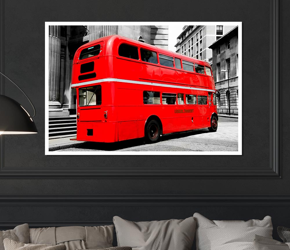 London Red Double Decker Bus Print Poster Wall Art