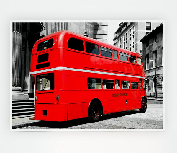 London Red Double Decker Bus Print Poster Wall Art