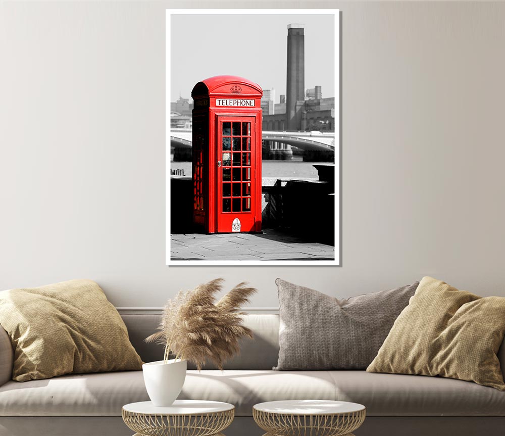 London Red Telephone Box B N W Print Poster Wall Art