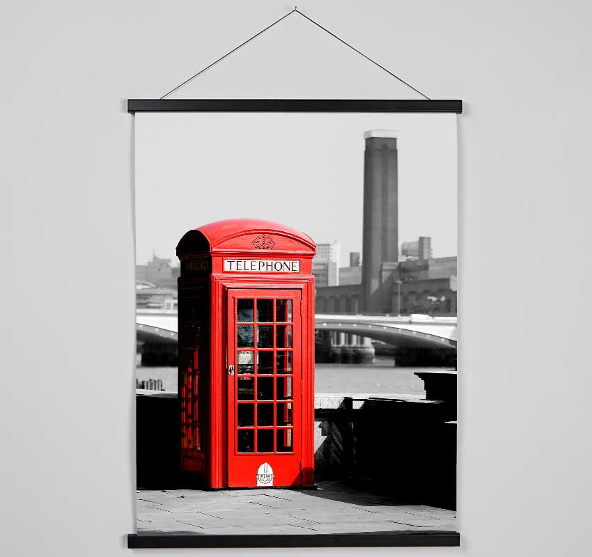 London Red Telephone Box B n W Hanging Poster - Wallart-Direct UK