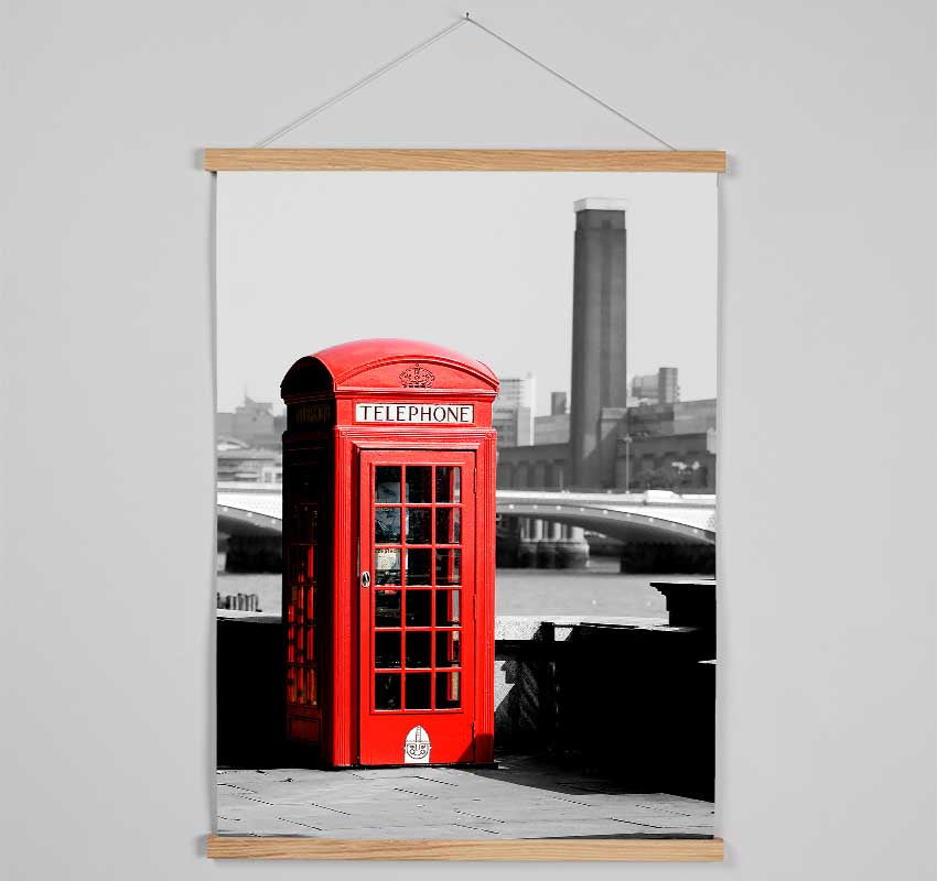 London Red Telephone Box B n W Hanging Poster - Wallart-Direct UK