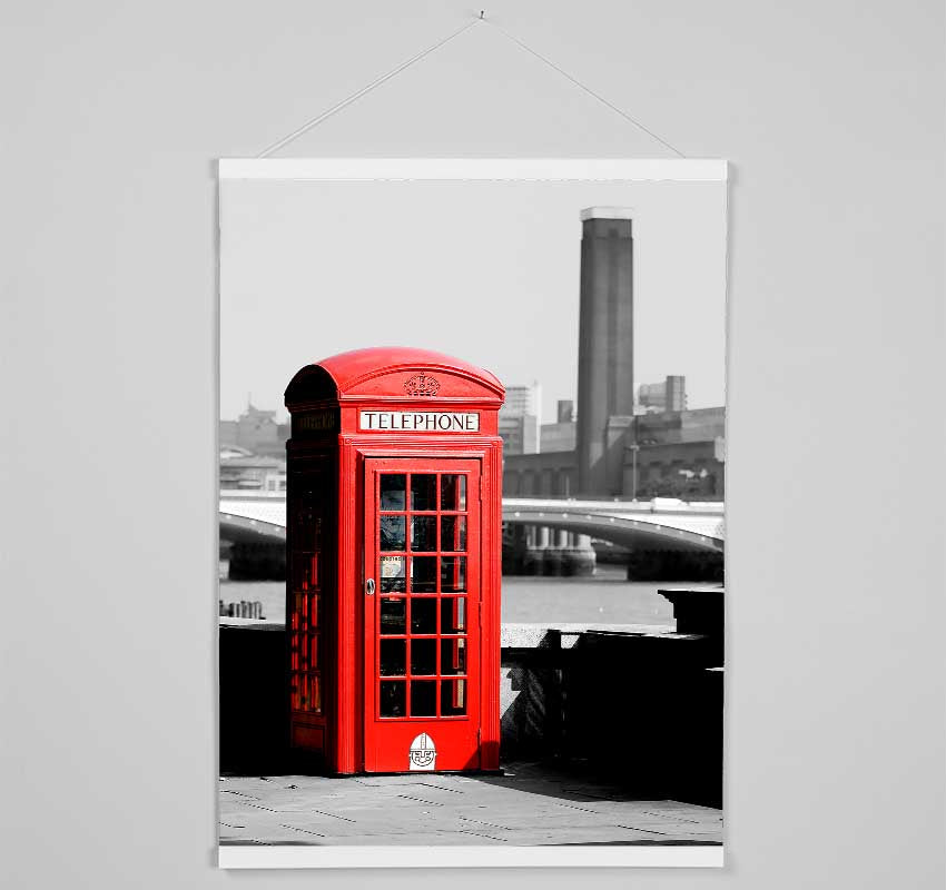 London Red Telephone Box B n W Hanging Poster - Wallart-Direct UK