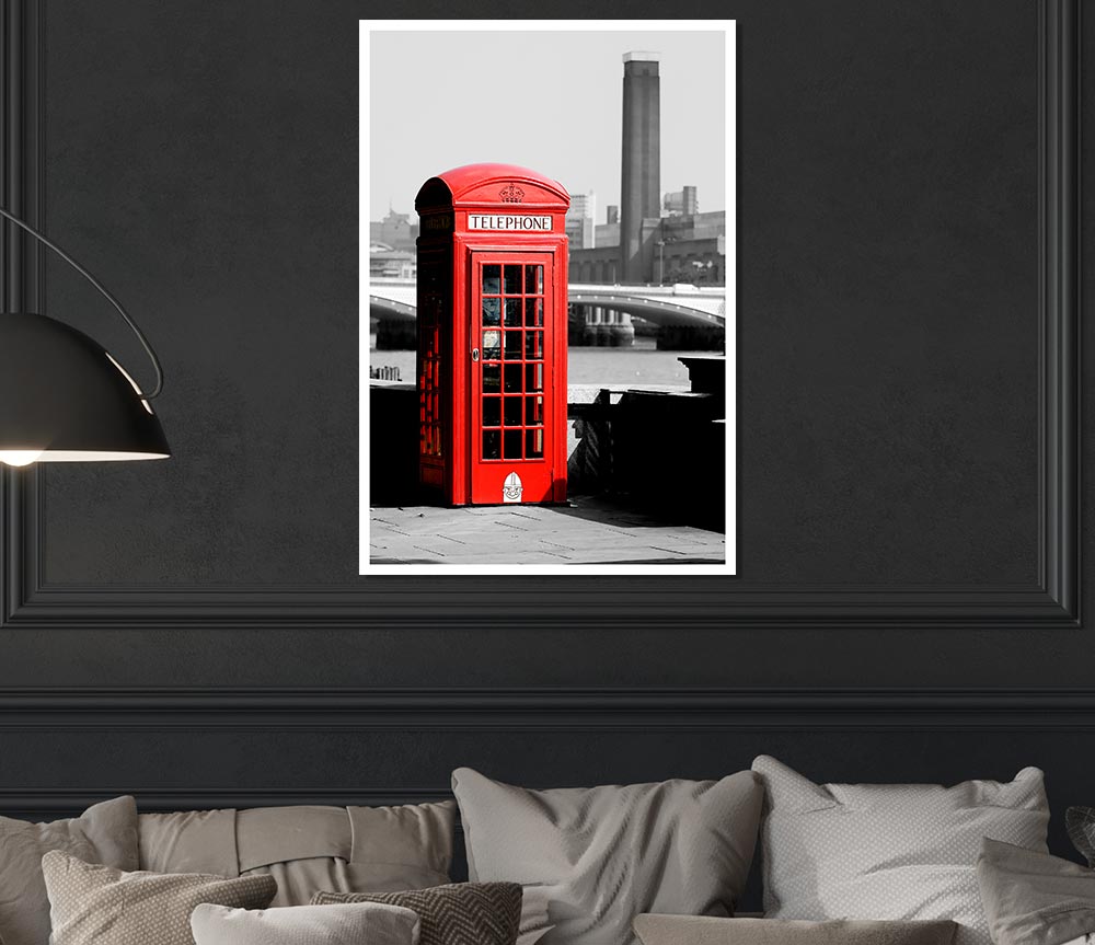 London Red Telephone Box B N W Print Poster Wall Art