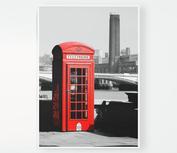 London Red Telephone Box B N W Print Poster Wall Art