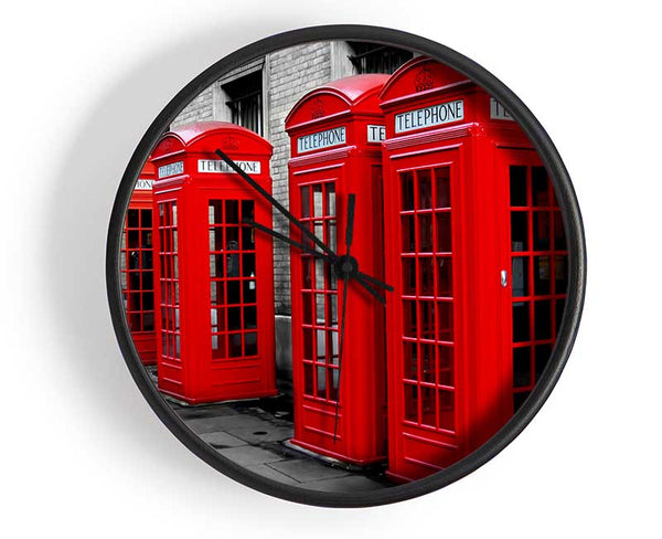 London Red Telephone Boxes Clock - Wallart-Direct UK