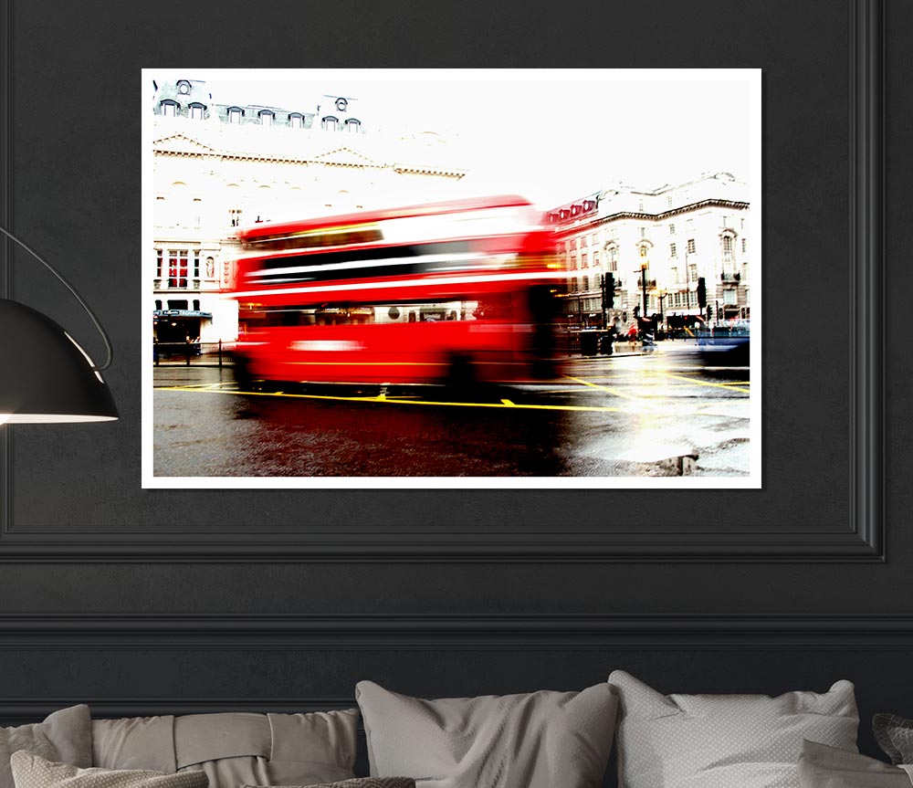 London Retro Red Bus Print Poster Wall Art