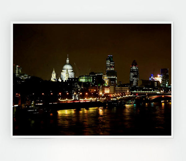 London St Pauls At Night Print Poster Wall Art