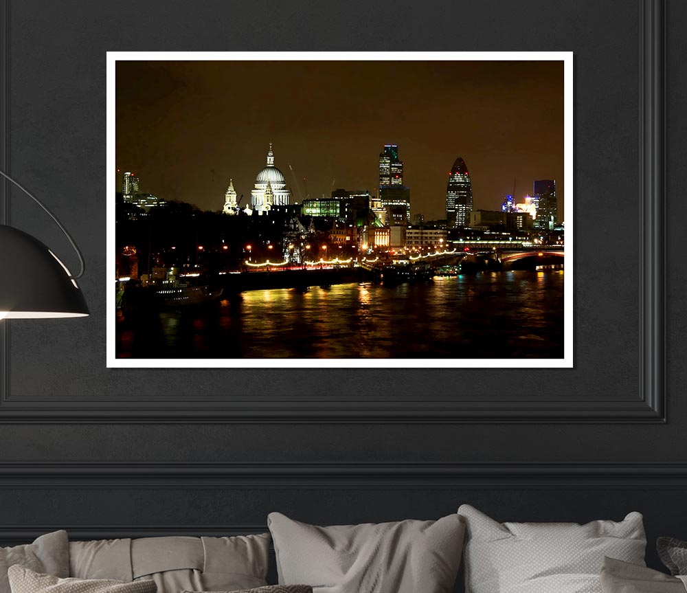 London St Pauls At Night Print Poster Wall Art