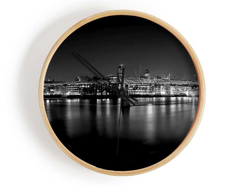 London Thames B n W Nights Clock - Wallart-Direct UK