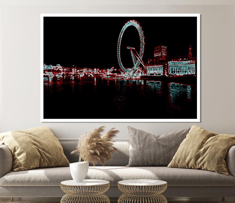 London Thames London Eye Print Poster Wall Art