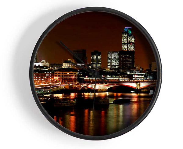 London Thames Night Lights Clock - Wallart-Direct UK