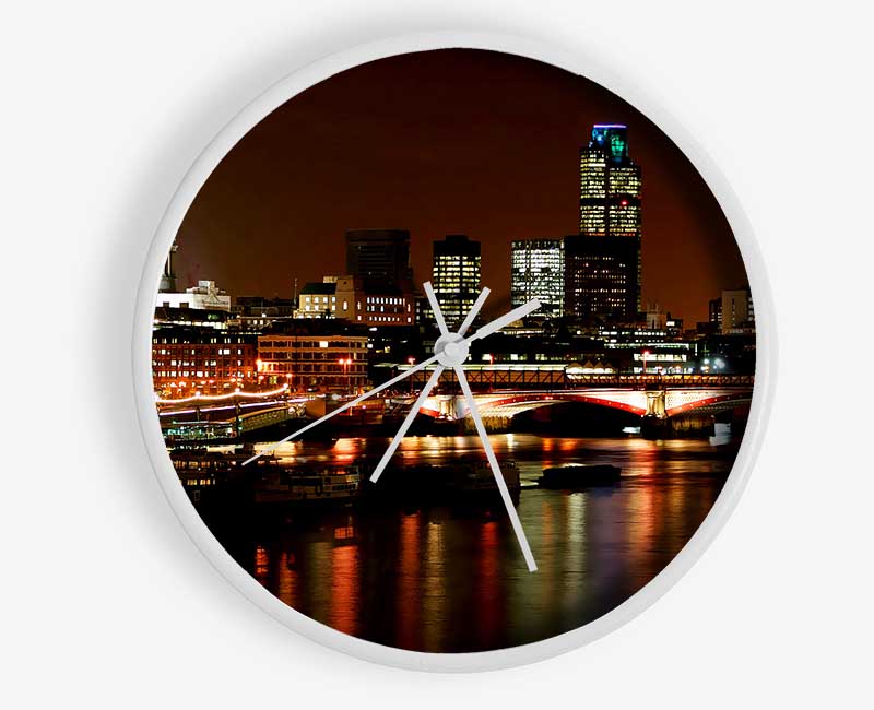 London Thames Night Lights Clock - Wallart-Direct UK