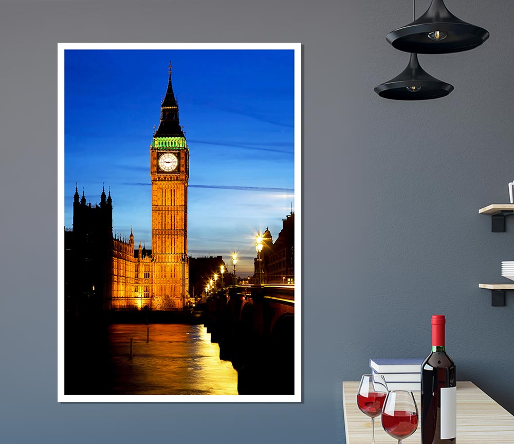 London Thames Reflection Of Big Ben Print Poster Wall Art