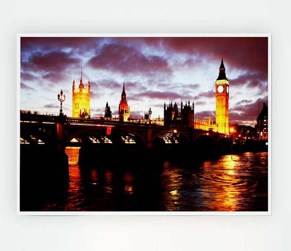 London Thames Reflections Print Poster Wall Art