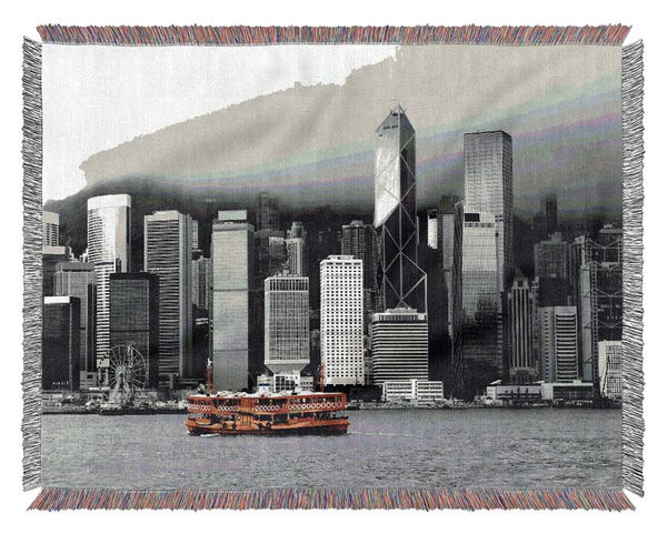 Hong Kong River Boat Woven Blanket