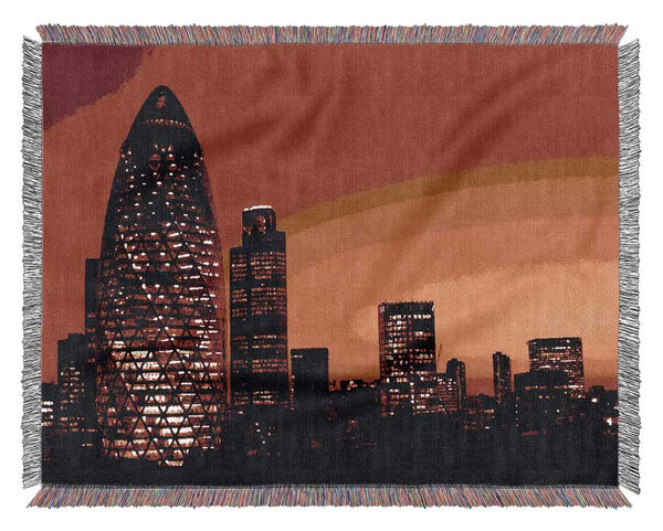 London The Gherkin Orange City Woven Blanket