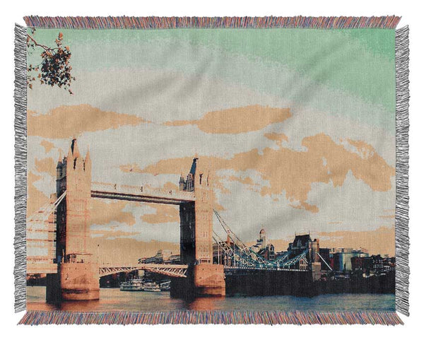 London Tower Bridge Retro Woven Blanket